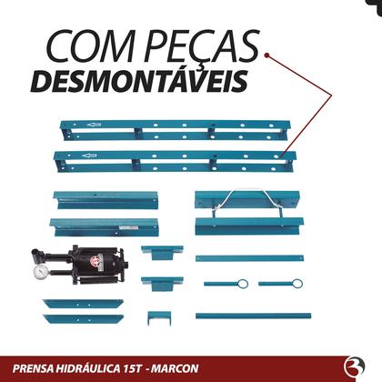 Imagem de Prensa Hidráulica 15 Toneladas Desmontável Com Manômetro Marcon Mph-15d