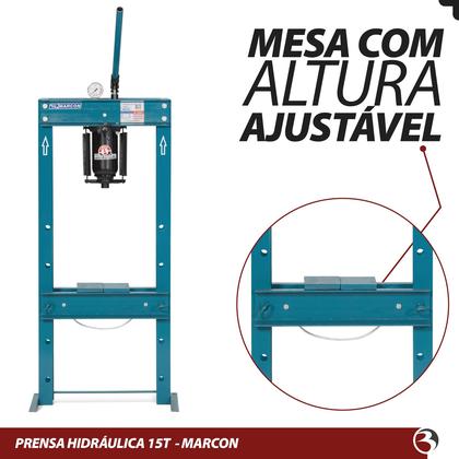 Imagem de Prensa Hidráulica 15 Toneladas Desmontável Com Manômetro Marcon Mph-15d