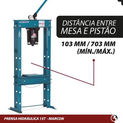 Imagem de Prensa Hidráulica 15 Toneladas Desmontável Com Manômetro Marcon Mph-15d