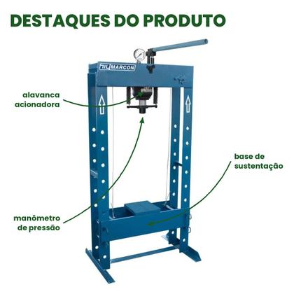 Imagem de Prensa Hidráulica 30 Toneladas Marcon MPH-30 Profissional para Oficina