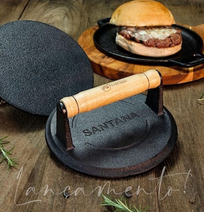 Imagem de Prensador de Ferro Redondo Bife Hamburger Smash - Santana
