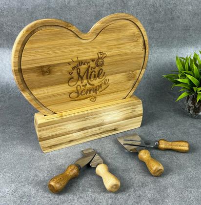 Imagem de Presente de Dia das Mães - A Melhor Mãe Sempre - Kit para Queijo em Bambu