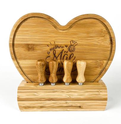 Imagem de Presente de Dia das Mães - A Melhor Mãe Sempre - Kit para Queijo em Bambu