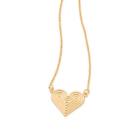 Imagem de Presente Feminino Dia Das Mães Colar + Brincos Coração Trabalhado Banhados A Ouro 18k