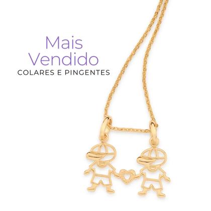 Imagem de Presente Mãe De 2 Meninos Colar + Pingente Rommanel Banhados A Ouro 18k
