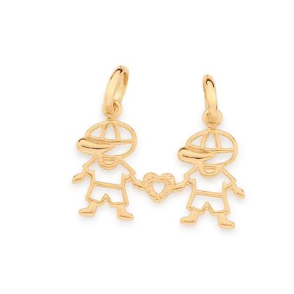 Imagem de Presente Mãe De 2 Meninos Colar + Pingente Rommanel Banhados A Ouro 18k