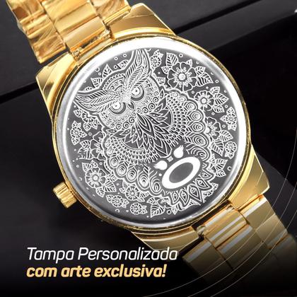 Imagem de Presente namorada: Relogio feminino dourado social casual banhado 18k + pulseira estilo luxo festa eventos + caixa exclusiva