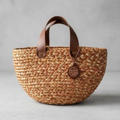 Imagem de Presente Solidário Amigos do Bem Bolsa Trançada de Palha Artesanal Feito à Mão LB1