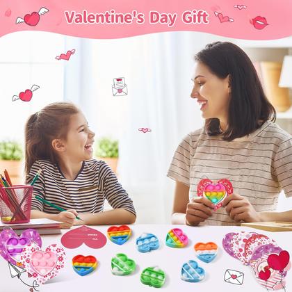 Imagem de Presentes de Dia dos Namorados, 30 pacotes de brinquedos Heart Pop Fidget