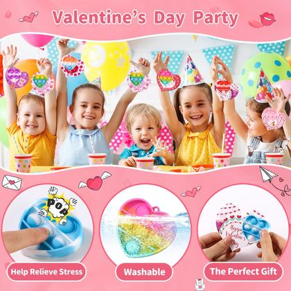 Imagem de Presentes de Dia dos Namorados, 30 pacotes de brinquedos Heart Pop Fidget
