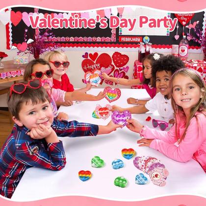Imagem de Presentes de Dia dos Namorados, 30 pacotes de brinquedos Heart Pop Fidget