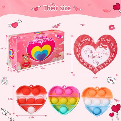 Imagem de Presentes de Dia dos Namorados, 30 pacotes de brinquedos Heart Pop Fidget