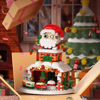 Imagem de Presentes De Natal Para Crianças, Quebra-Cabeça De Blocos De Construção Micro Do Papai Noel E Rena,