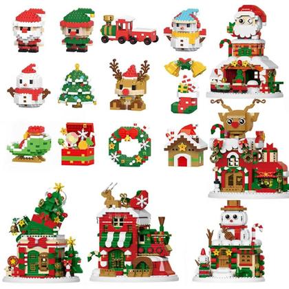 Imagem de Presentes De Natal Para Crianças, Quebra-Cabeça De Blocos De Construção Micro Do Papai Noel E Rena,