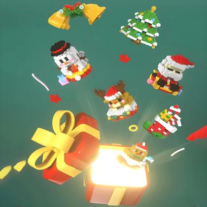 Presentes de Natal para Crianças - Quebra-Cabeça de Micro Blocos com Papai Noel e Rena Imagem de Presentes de Natal para Crianças - Quebra-Cabeça de Micro Blocos com Papai Noel e Rena