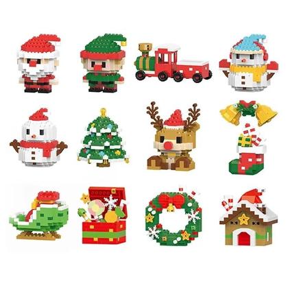Presentes de Natal para Crianças - Quebra-Cabeça de Micro Blocos com Papai Noel e Rena Imagem de Presentes de Natal para Crianças - Quebra-Cabeça de Micro Blocos com Papai Noel e Rena