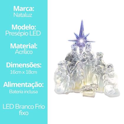 Imagem de Presépio Iluminado LED Acrílico Transparente Luxo 17cm - Nataluz