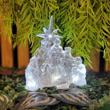 Imagem de Presépio Iluminado LED Acrílico Transparente Luxo 17cm - Nataluz