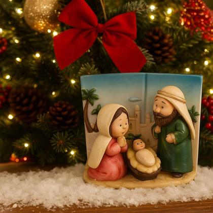 Imagem de Presepio Natal Sagrada Familia Jesus Resina Enfeite Pequeno