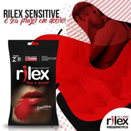 Imagem de Preservativo Lubrificado Rilex Sensitive Extra Fino pacote Leve 8 pague 6 - 2 pacotes + 2 gel sache