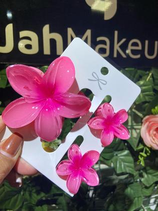 Imagem de Presilha Cabelo kit com 3 Flor Estilo Havaiano Piranha Grampo De Garra