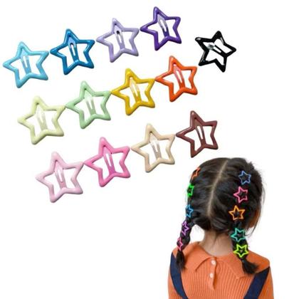 Imagem de Presilha cabelo Tic Tac Estrela, Grampos, Prendedor, Acessório de Cabelo Tik tac Escola Infantil Coloridas