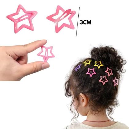 Imagem de Presilha cabelo Tic Tac Estrela, Grampos, Prendedor, Acessório de Cabelo Tik tac Escola Infantil Coloridas
