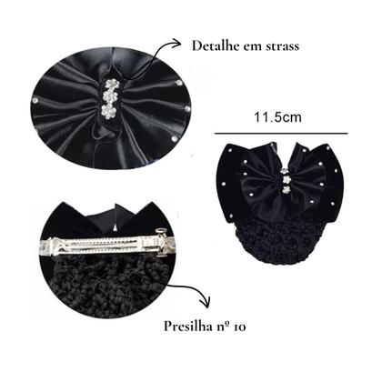 Imagem de Presilha com Laço e Rede de coque force Reforçada 12 Unidades