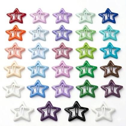 Imagem de Presilha de cabelos Tic Tac Estrelas Coloridas Esmaltadas com 4 unidades