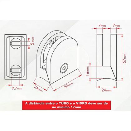 Imagem de Presilha GR08P Para Vidro 8 MM Base Reta - Fosco
