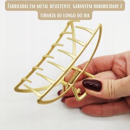 Imagem de Presilha Piranha Prendedor De Cabelo Luxo Metal Dourado 9 cm