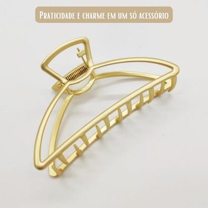 Imagem de Presilha Piranha Prendedor De Cabelo Luxo Metal Dourado 9 cm