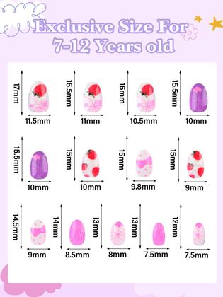 Imagem de Press on Nails EBANKU Kids 78 unidades de capa completa com cola para unhas