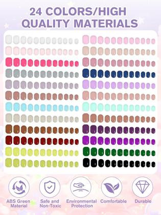 Imagem de Press on Nails EBANKU Kids Short Glossy 24 cores 576 unidades