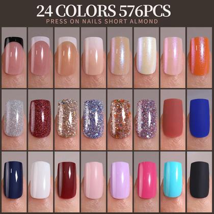 Imagem de Press On Nails FANDAMEI 24 cores, 576 unidades, capa completa