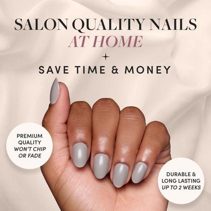 Imagem de Press On Nails Glamnetic Pure Grey Opaco Cinza Claro