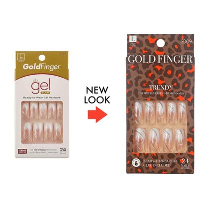 Imagem de Press on Nails Goldfinger, capa completa, branco, design francês