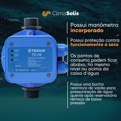 Imagem de Pressostato Para Pressurizador De Água Texius Tc18 Bivolt 127v 220v