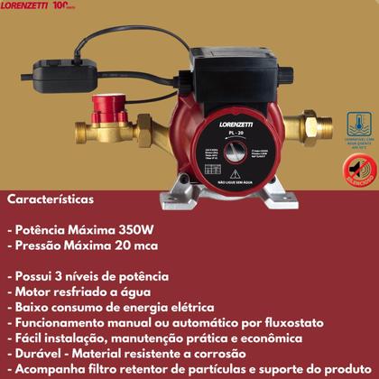 Imagem de Pressurizador PL 20 Lorenzetti 127V/220V