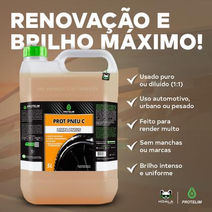 Imagem de Pretinho Limpa Pneu Prot Pneu C Concentrado Borracha Renova Brilho 5L Protelim