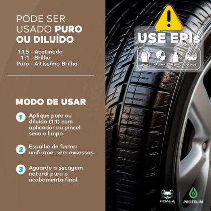 Imagem de Pretinho Limpa Pneu Prot Pneu C Concentrado Borracha Renova Brilho 5L Protelim