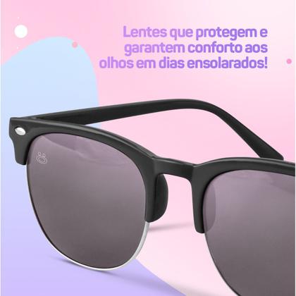 Imagem de Preto Óculos Sol Menino Proteção UV Infantil Masculino Retro presente qualidade premium clubmaster