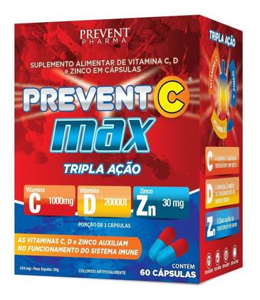 Imagem de Prevent Max Tripla Ação Vitamina C D E Zinco 180 Capsulas