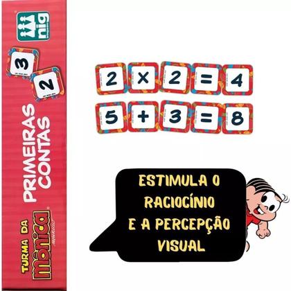 Imagem de Primeiras Contas Jogo Infantil de Matemática Turma da Mônica 36 Peças Madeira - NIG BRINQUEDOS