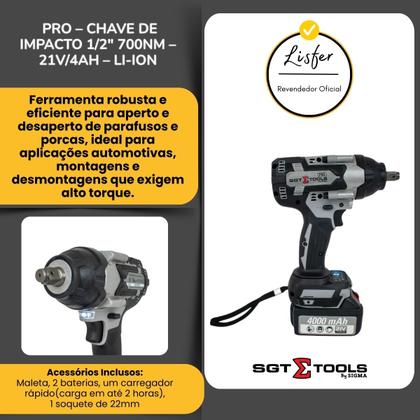 Imagem de Pro-Chave de Impacto 1/2  700NM 21V4AH Liion 2 - Sigma