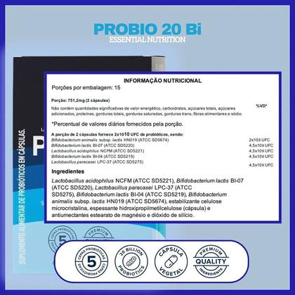 Imagem de Probio 20bi Probiótico Essential Nutrition 30 Cápsulas