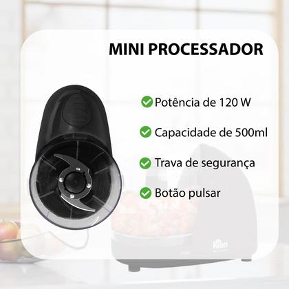 Imagem de Processador Alimentos Mini 220V Tritura Pica Preto Kian