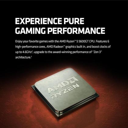 Imagem de Processador AMD Ryzen 5 5600GT, 3.6 GHz, (4.6GHz Max Turbo), Cachê 4MB, 6 Núcleos, 12 Threads, AM4 - 100-100001488BOX