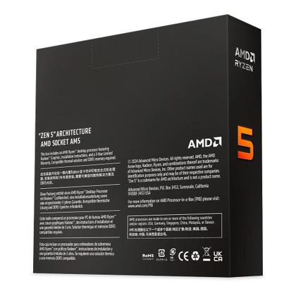 Imagem de Processador AMD Ryzen 5 9600X, 3.9 GHz (5.4 GHz), Cache 32 MB, 6 Núcleos, 12 Threads, AM5 - 100-100001405WOF