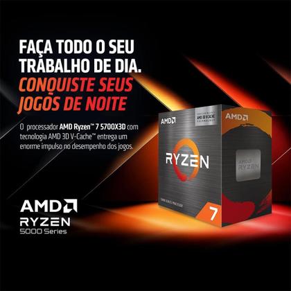 Processador AMD Ryzen 7 5700X3D, 3.0 GHz (4.1GHz Max Turbo), Cache